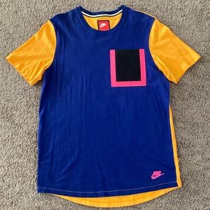 Nike Colorblock T-Shirt Size M Orange Blue Black Pink